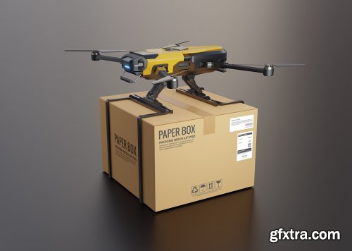 Delivery drone with the cardboard