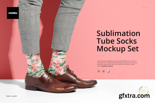 CreativeMarket - Sublimation Tube Socks Mockup Set 4623836