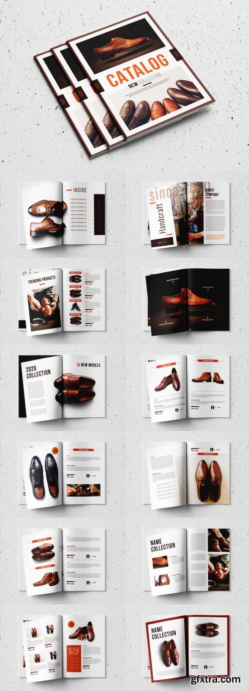 Product Catalog Layout with Orange and Brown Accents 327918243