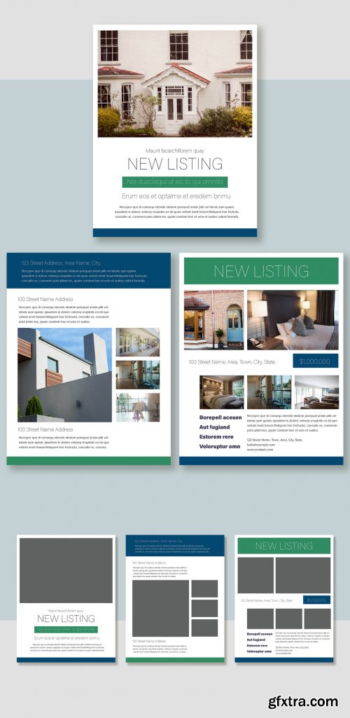 Brochure Layout with Blue and Green Accents 326736493