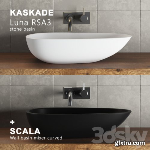 Kaskade Luna RSA3 + Scala wall basin mixer curved