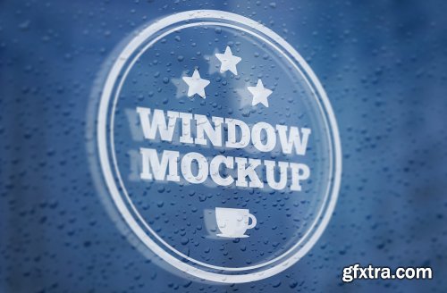 Logo mockup rainy window