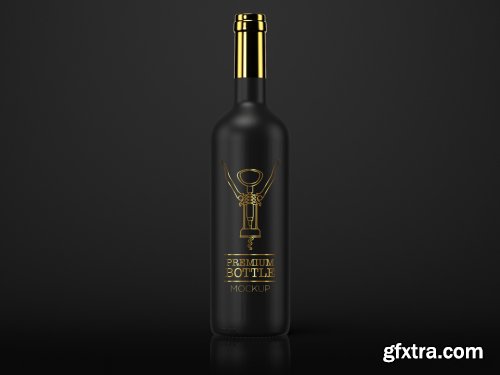 Premium Black Bottle Mockup on Black Background 328127585