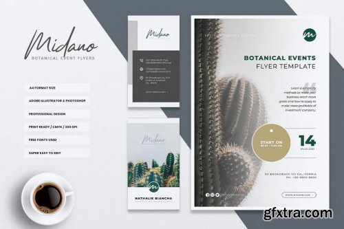 MIDANO Botanical Event Flyer & Business Card