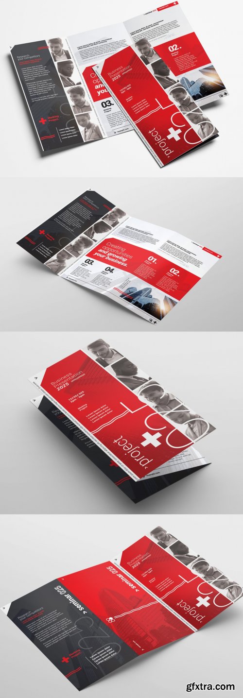 Trifold Brochure Layout with Swiss Design Style 328598722