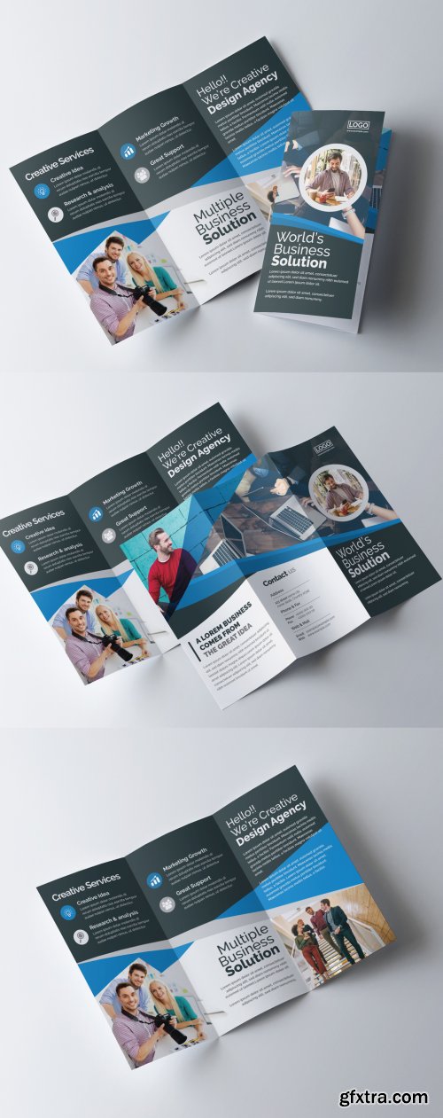 Blue Corporate Trifold Brochure Template Layout 327947788