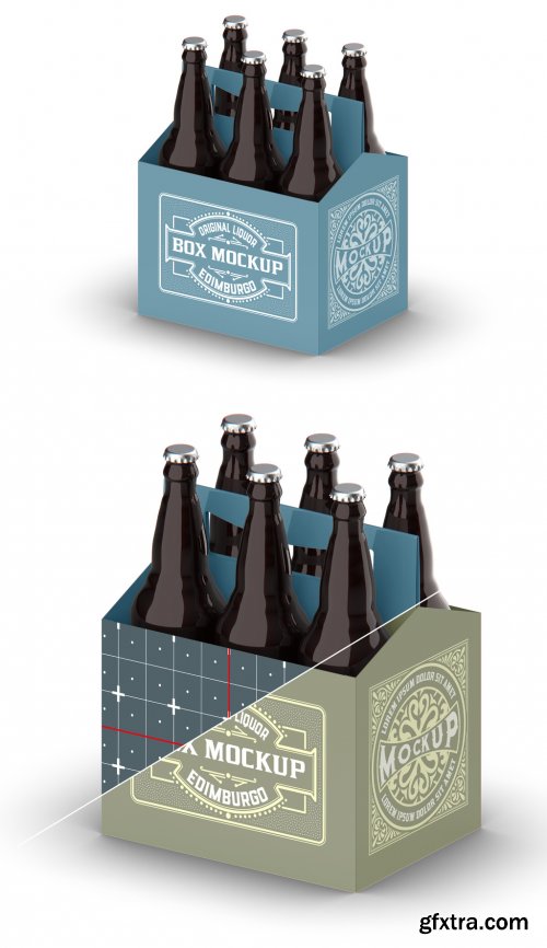 Kraft Paper Pack Beer Bottle Carrier Mockup  328596821