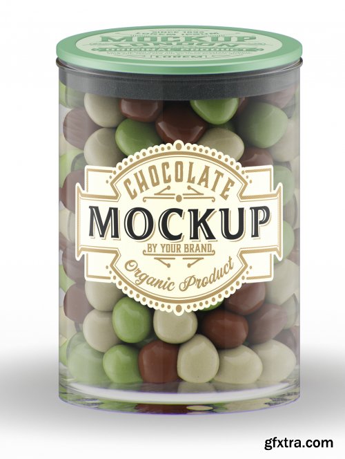 Jar with Chocolate Balls Mockup 328596666