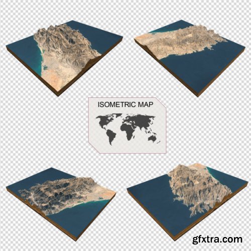 Isometric map virtual terrain 3d for infographic  