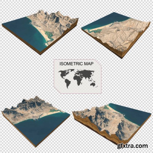 Isometric map virtual terrain 3d for infographic  