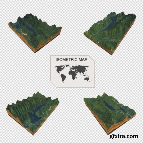 Isometric map virtual terrain 3d for infographic  