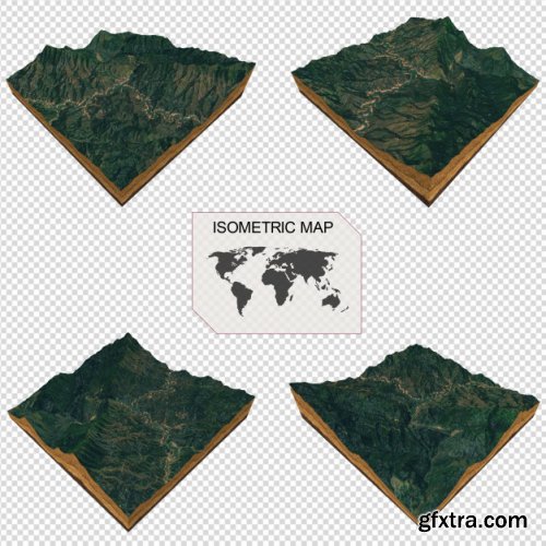 Isometric map virtual terrain 3d for infographic  