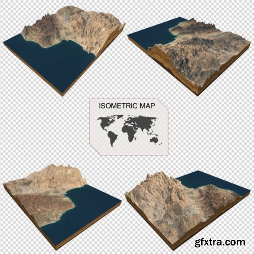 Isometric map virtual terrain 3d for infographic  