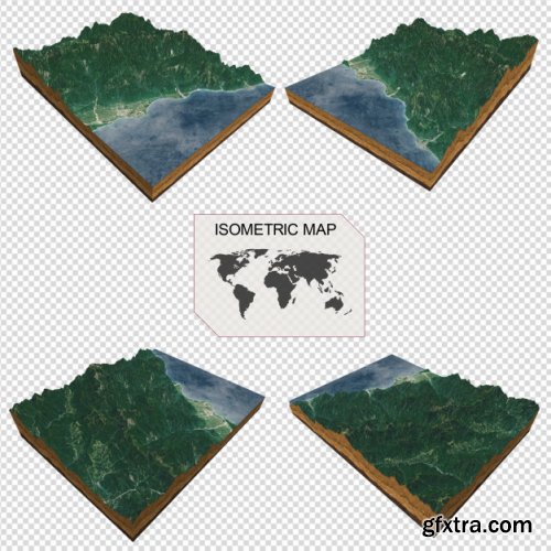 Isometric map virtual terrain 3d for infographic  