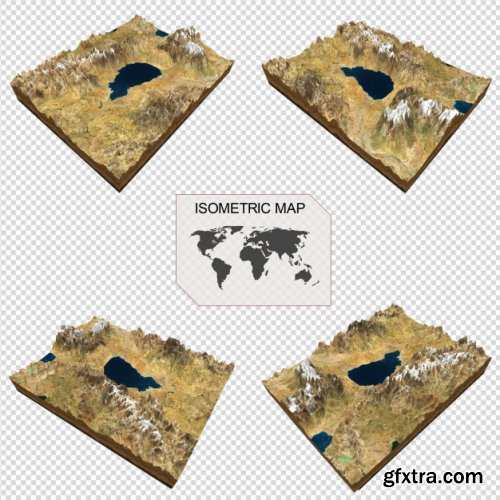 Isometric map virtual terrain 3d for infographic  