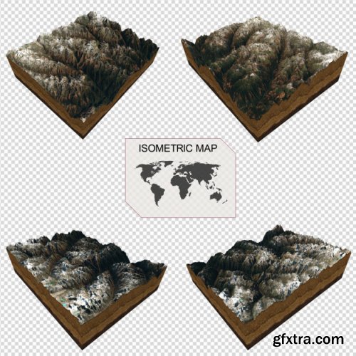 Isometric map virtual terrain 3d for infographic  