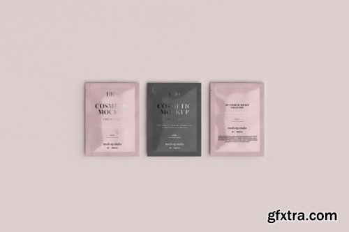 Cosmetic product packets mockups