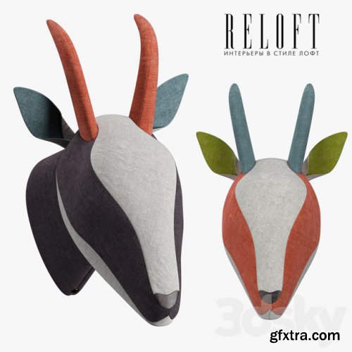 Decorative gazelle head in bright fabric SOFTHEADS