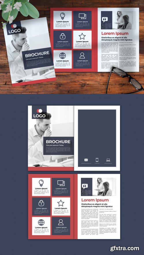 Red and Navy Blue Brochure Layout 329834801