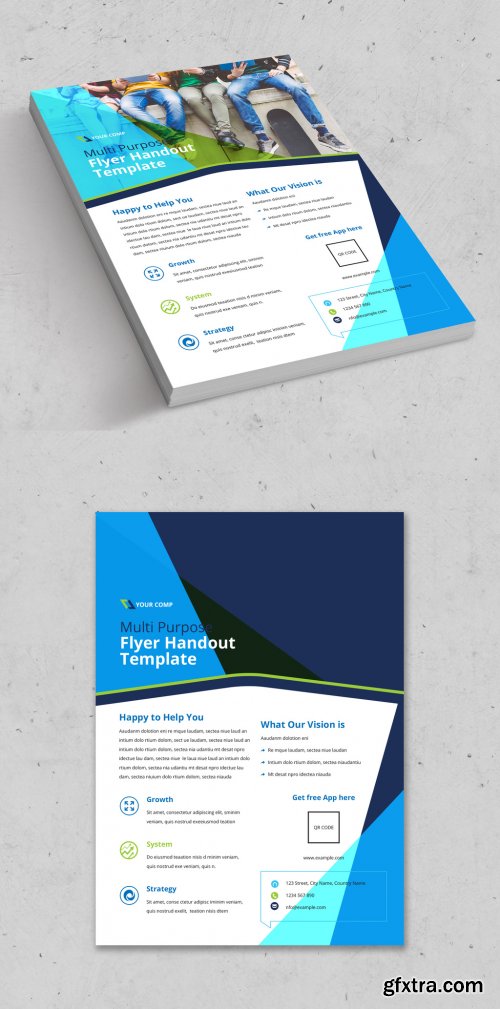 Flyer Layout with Blue and Green Accents 330145997