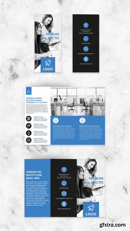 Blue and White Trifold Brochure Layout 329886371