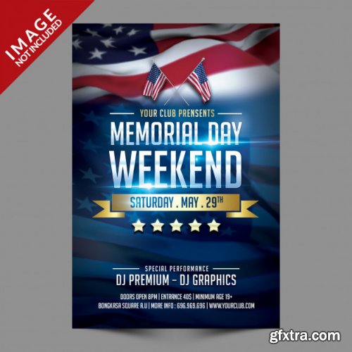 Memorial day weekend flyer template