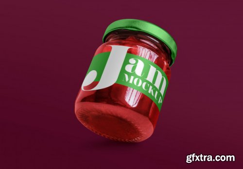 Glass jar with jam mockup 