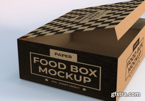 Closeup paper food packaging box mockup