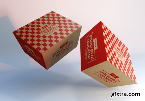 Floating food boxes packaging mockup