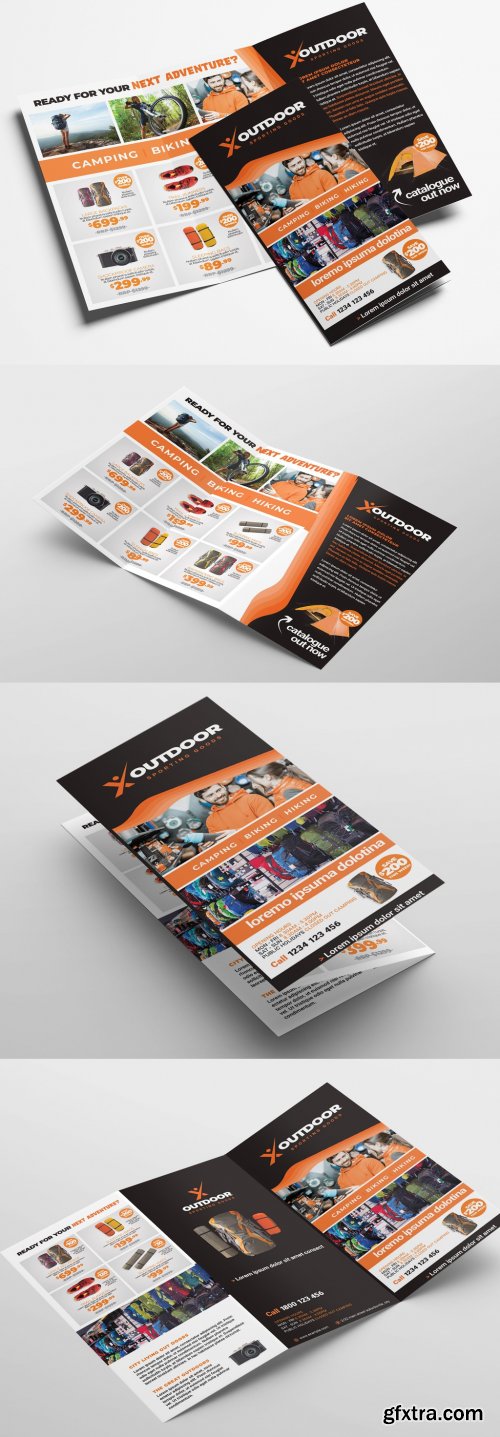 Orange and Brown Trifold Brochure Layout 329609979