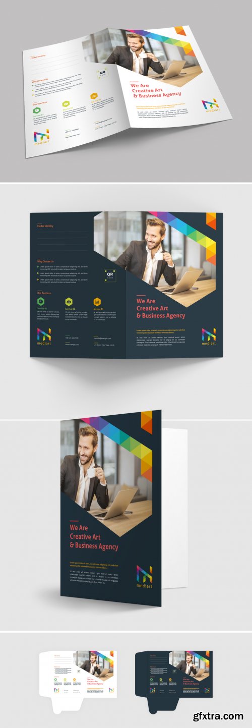 Presentation Folder Layout with Colorful Design Elements 329175031