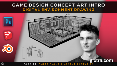  Game Design Concept Art Intro | Digital Environment Drawing | Part 4 | Floor Plan & Layout Extrusion