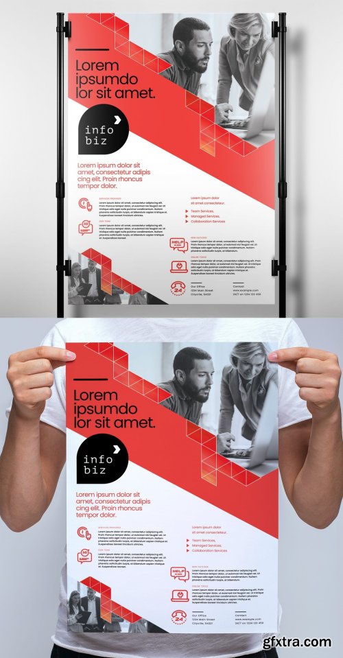 Red and White Business Poster Layout with Geometric Elements 330835822