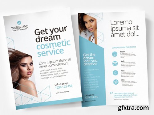 Pale Blue and White Flyer Layout with Cosmetic Procedure Illustrations 330835529