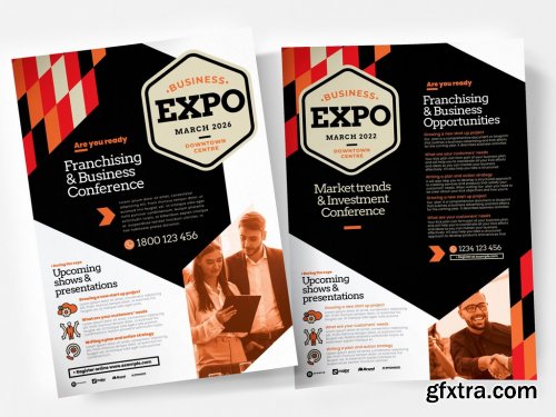 Business Flyer Layout with Orange Geometric Elements and Overlays 330835429