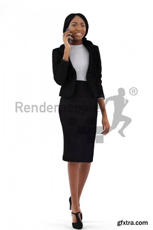 Business Woman Talking with Cellphone 3d model