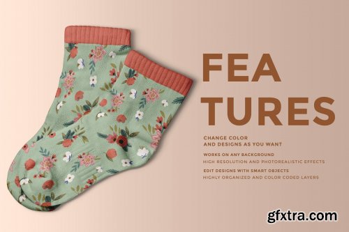 CreativeMarket - Top View Half Socks Mockup 4444015