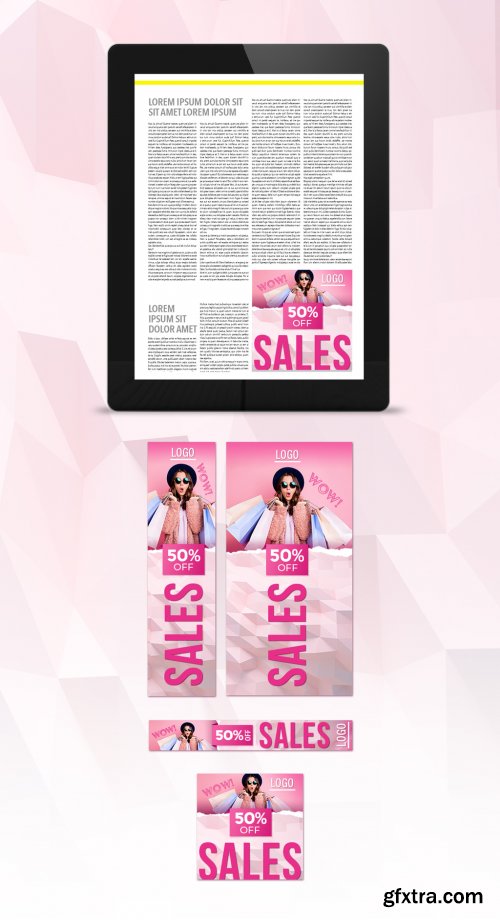 Pink Color Sales Web Banner Set Layouts 331292280