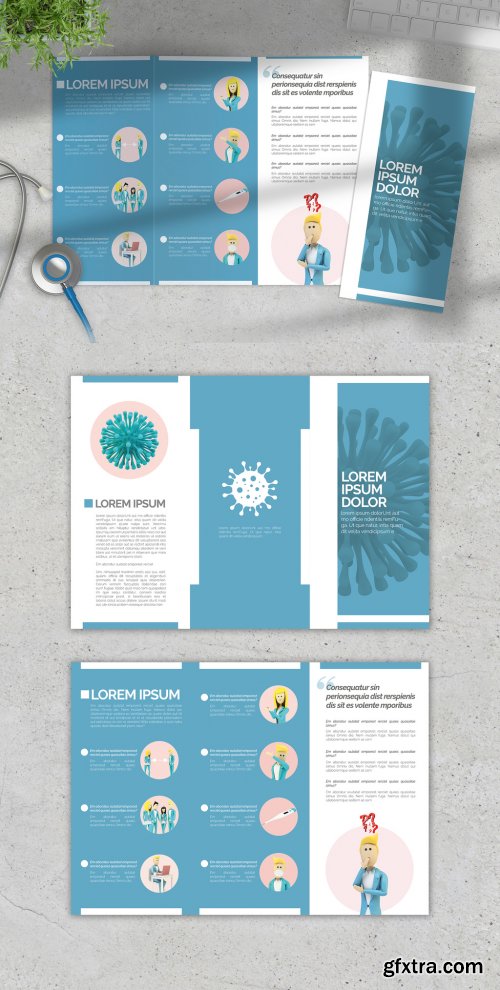 Medical Trifold Brochure Layout with Coronavirus Information 331311069