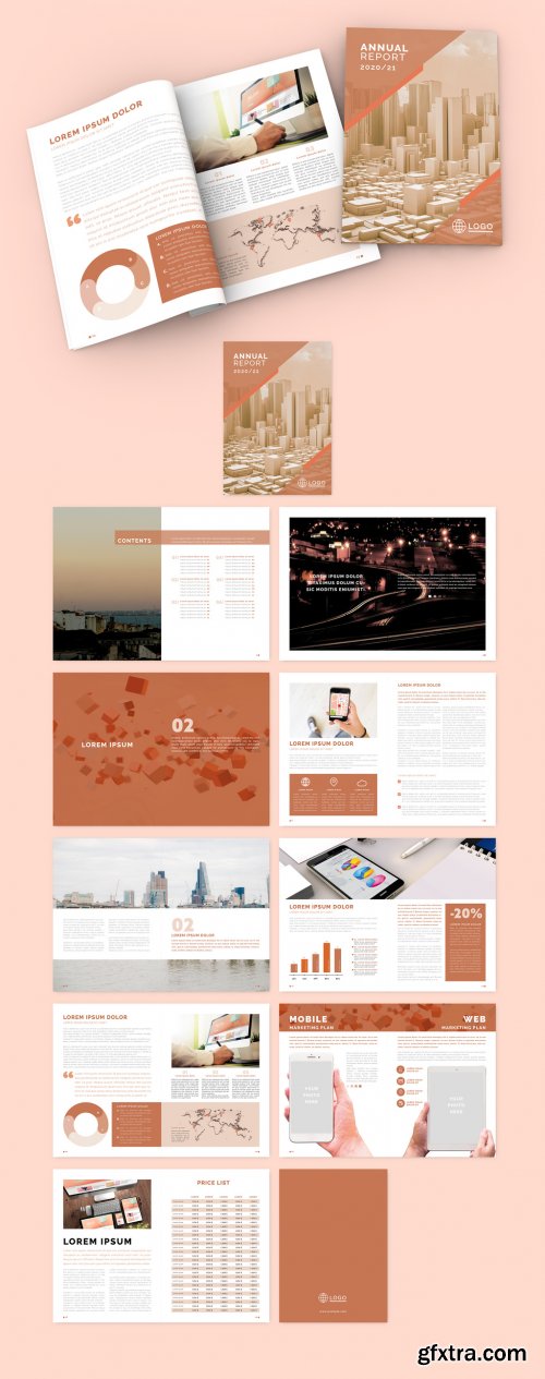 Peach Color Annual Report Brochure Layout 331506021