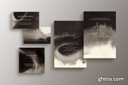 Glittering invitation template, wedding stationery set 