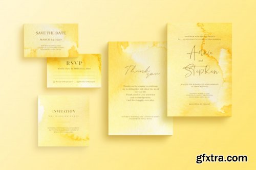 Glittering invitation template, wedding stationery set 