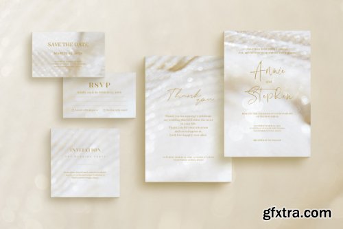 Glittering invitation template, wedding stationery set 