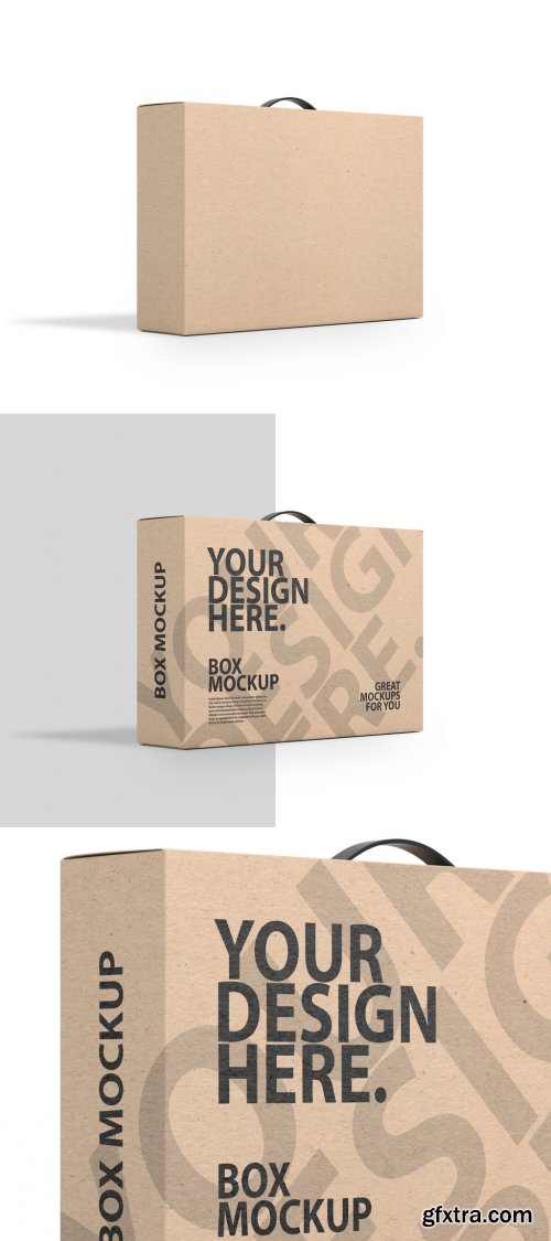 Carton Box with Black Handle Mockup 331758613