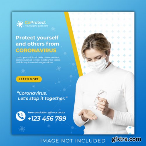 Medical health banner about coronavirus, social media instagram post banner template