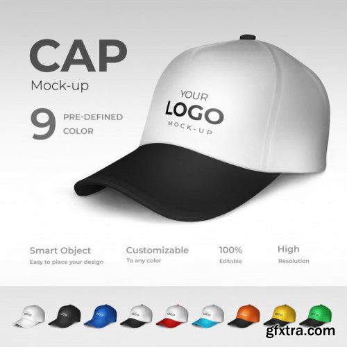 White baseball cap mockup template