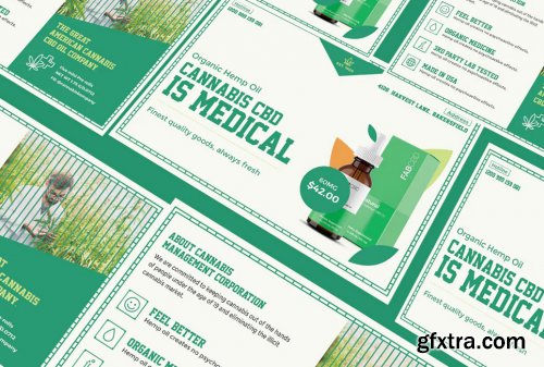 Cannabis Hemp Oil Products Identity PSD Template