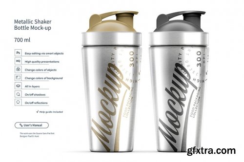 CreativeMarket - Two Metallic Shaker Bottle Mock-up 4504308