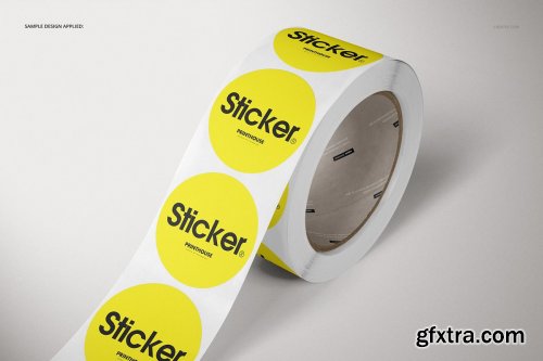 CreativeMarket - Round Roll Stickers Mockup Set 3912519