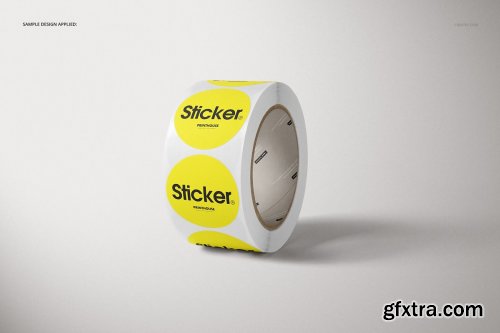 CreativeMarket - Round Roll Stickers Mockup Set 3912519